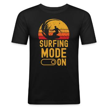Surfen Mode on retro vintage - Männer Slim Fit T-Shirt - Schwarz - Vorne - Nik (191cm)