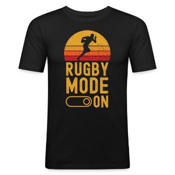 Rugby Mode on retro vintage - Männer Slim Fit T-Shirt - Schwarz - Vorne - Nik (191cm)