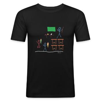 Schulanfang Strichmännnchen, Einschulung Kinder - Männer Slim Fit T-Shirt - Schwarz - Vorne - Nik (191cm)