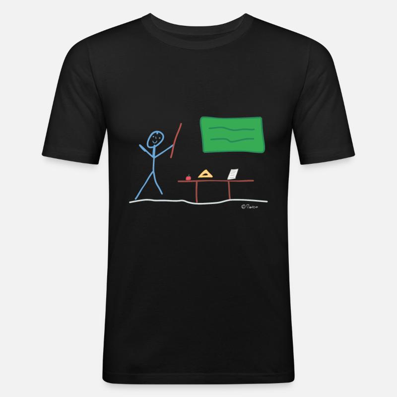Lehrer Strichmännnchen, Unterricht Schule Beruf - Männer Slim Fit T-Shirt - Schwarz