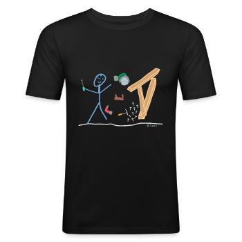Holz Handwerker Strichmännchen, Bastler Natur Job - Männer Slim Fit T-Shirt - Schwarz - Vorne - Nik (191cm)