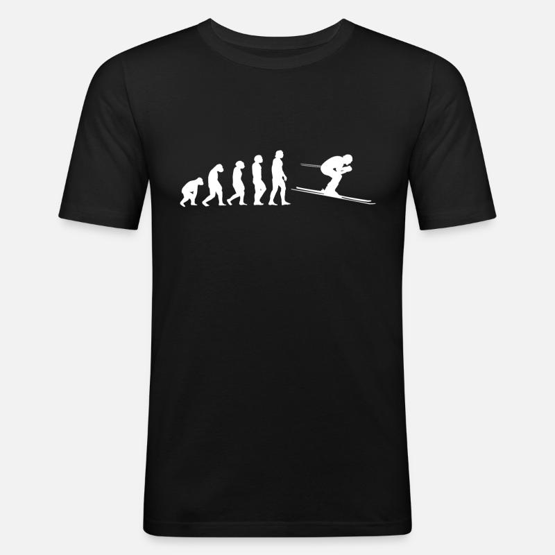 Skiing evolution - Men's Slim Fit T-Shirt - black