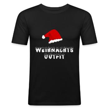Weihnachten Outfit Weihnachtsmütze Schnee - Männer Slim Fit T-Shirt - Schwarz - Vorne - Nik (191cm)