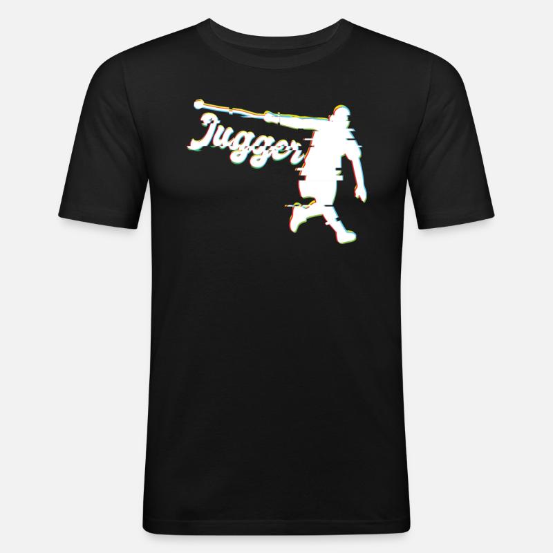 Glitched Lustiges Jugger - Männer Slim Fit T-Shirt - Schwarz