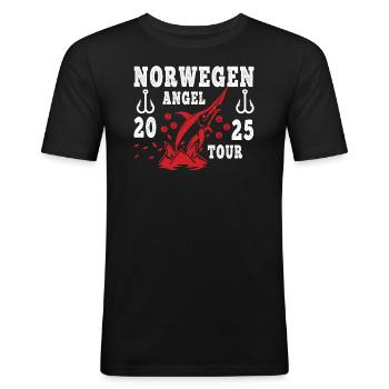 Voyage de pêche en Norvège 2025 - T-shirt près du corps Homme - noir - Devant - Nik (191cm)