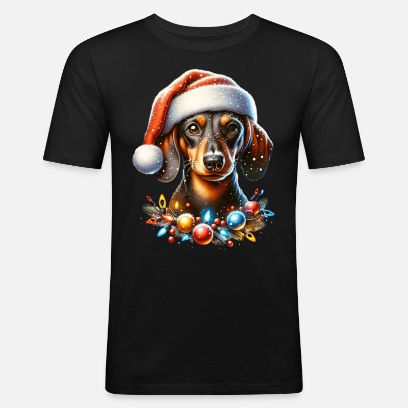 Dachshund Hunde - Männer Slim Fit T-Shirt - Schwarz