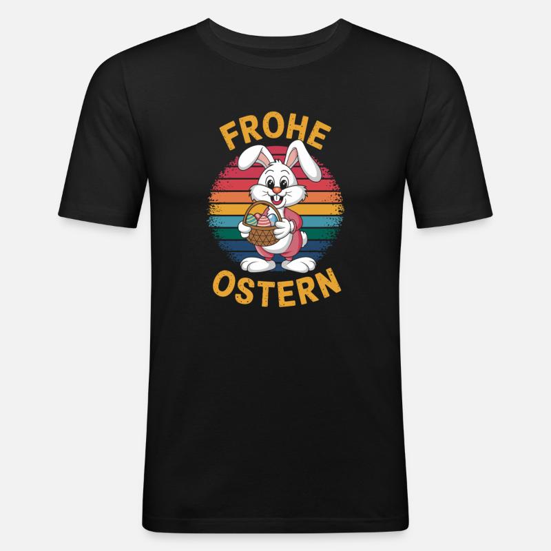Frohe Ostern Lustiges - Männer Slim Fit T-Shirt - Schwarz