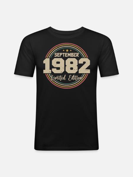September 1982 Birthday Gift 1982 - Men's Slim Fit T-Shirt - black