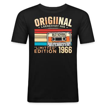 Original 1966, legendär seit 1966 Jahrgang 1966 - Männer Slim Fit T-Shirt - Schwarz - Vorne - Nik (191cm)