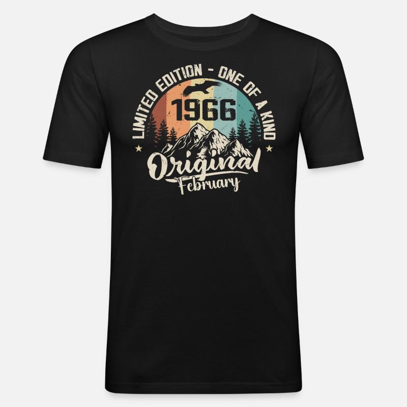 Februar 1966 - Februar 1966 Geschenk - Männer Slim Fit T-Shirt - Schwarz