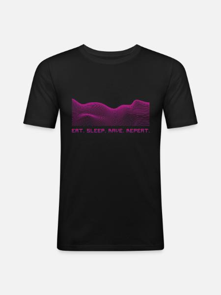 Eat. Sleep. Rave. Repeat. - Männer Slim Fit T-Shirt - Schwarz