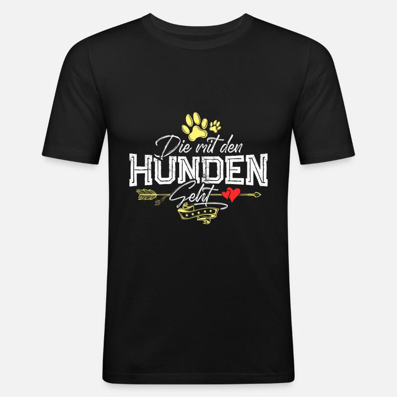 Die mit den Hunden geht - Männer Slim Fit T-Shirt - Schwarz