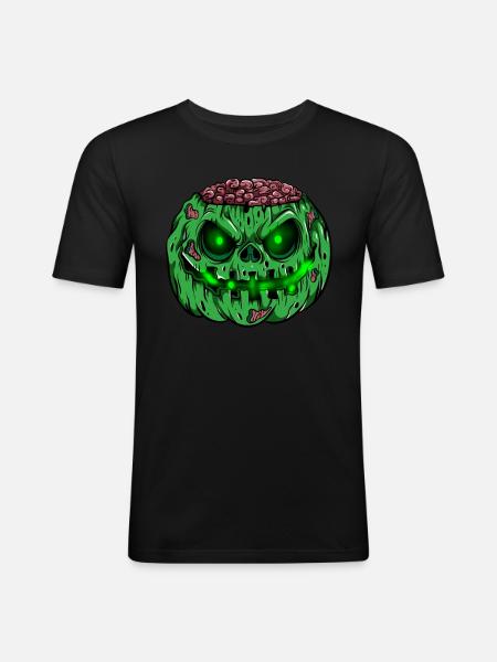 Zombie græskar glødende skelet halloween zombie - Herre Slim Fit T-Shirt - sort