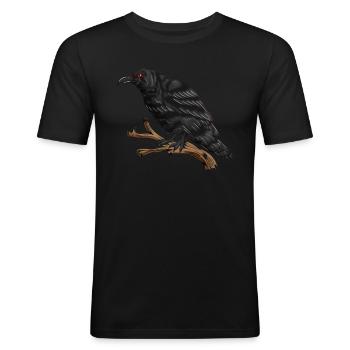 Black feathered raven cunning songbird crow - Men's Slim Fit T-Shirt - black - Front - Nik (191cm)