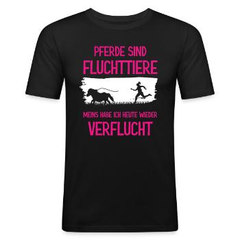 Lustiger Pferdespruch Pferd - Männer Slim Fit T-Shirt - Schwarz - Vorne - Nik (191cm)