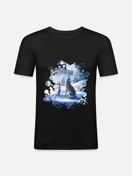 Freunde (Winterzauber) - Männer Slim Fit T-Shirt - Schwarz