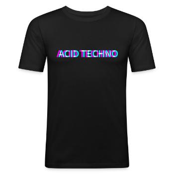 Acid Techno Rave Festival Electro Musik Raver - Männer Slim Fit T-Shirt - Schwarz - Vorne - Nik (191cm)