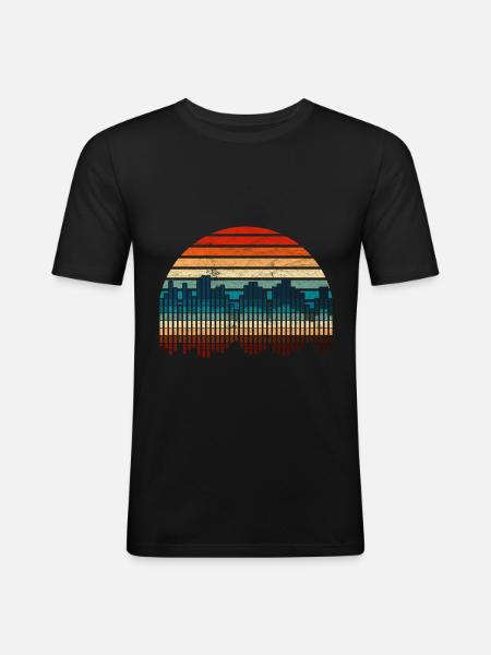 Musiker Geschenk Retro Soundwave - Männer Slim Fit T-Shirt - Schwarz