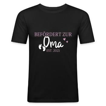 Befördert zur Oma Est. 2025 - Männer Slim Fit T-Shirt - Schwarz - Vorne - Nik (191cm)