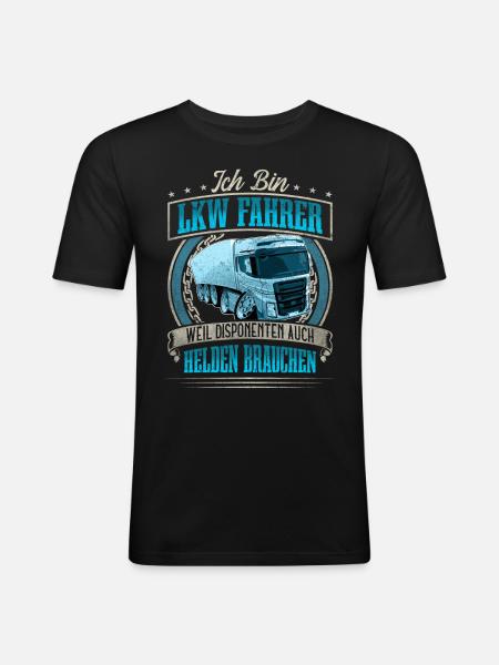 LKW Fahrer - Männer Slim Fit T-Shirt - Schwarz