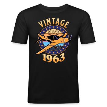 Leidenschaftliche Luftfahrt 1963 60-jähriges Jubiläum - Männer Slim Fit T-Shirt - Schwarz - Vorne - Nik (191cm)