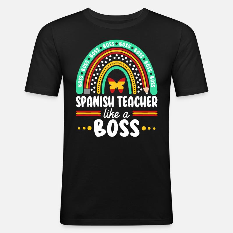 Humor Spanischlehrer als Cheflehrer - Männer Slim Fit T-Shirt - Schwarz