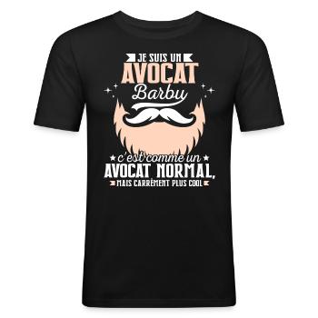 Barbe Humour Avocat Barbu - T-shirt près du corps Homme - noir - Devant - Nik (191cm)
