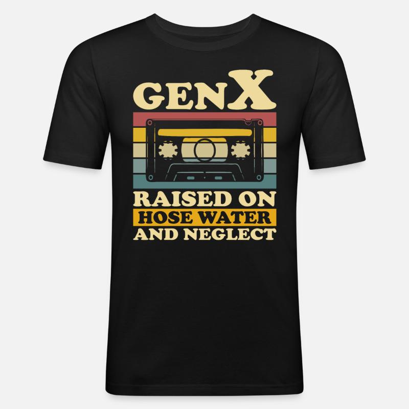 Generation X Humor - Männer Slim Fit T-Shirt - Schwarz