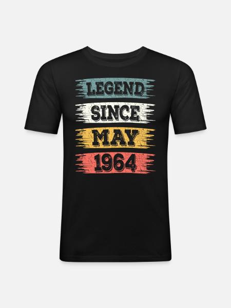 Legend 60 jaar 1964 mei 60 jaar verjaardag - Mannen slim fit T-shirt - zwart