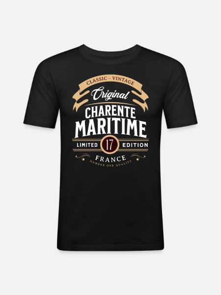 Charente-Maritime Department France - Men's Slim Fit T-Shirt - black