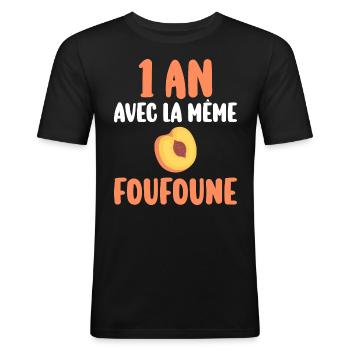 Humour Marié 1 An Homme 1 An De Mariage - T-shirt près du corps Homme - noir - Devant - Nik (191cm)