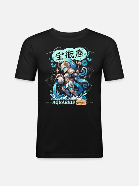 Wassermann Astrologisches Sternzeichen - Männer Slim Fit T-Shirt - Schwarz