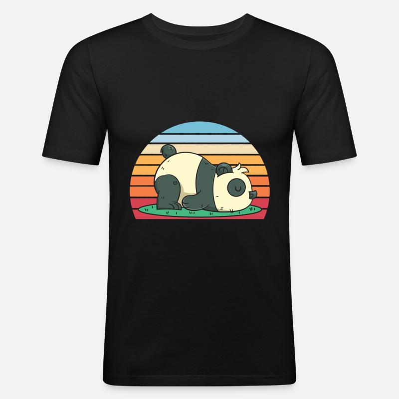 Schlafender Pandabär Geschenk Panda - Männer Slim Fit T-Shirt - Schwarz