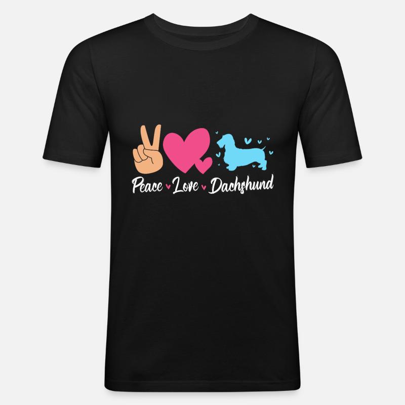 Teckel à poil dur Teckel - T-shirt près du corps Homme - noir