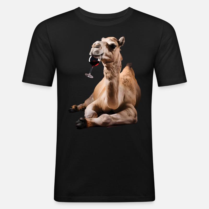 Kamel Wein - Männer Slim Fit T-Shirt - Schwarz
