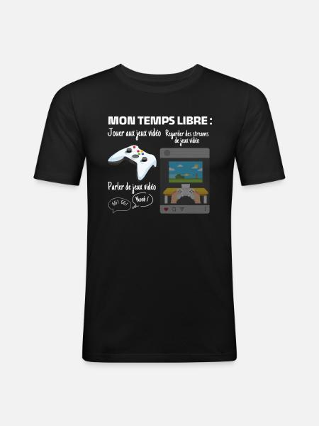 Meine Freizeit: 100% Gaming - Männer Slim Fit T-Shirt - Schwarz