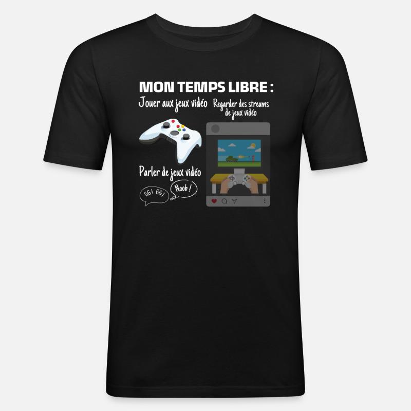 Meine Freizeit: 100% Gaming - Männer Slim Fit T-Shirt - Schwarz