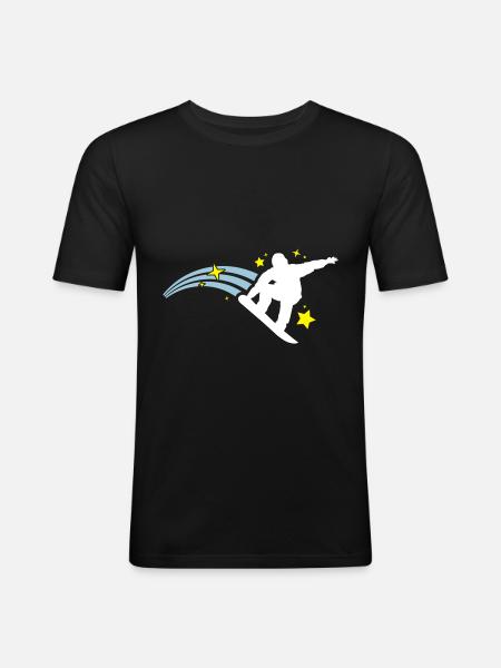 Snowboarder Silhouette Snowboard - T-shirt près du corps Homme - noir