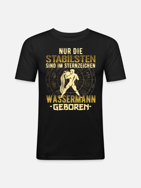 Sternzeichen stabil Wassermann Geschenk - Männer Slim Fit T-Shirt - Schwarz