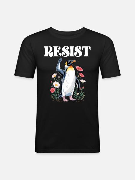 Penguin Protests Resistance Taxes - Men's Slim Fit T-Shirt - black