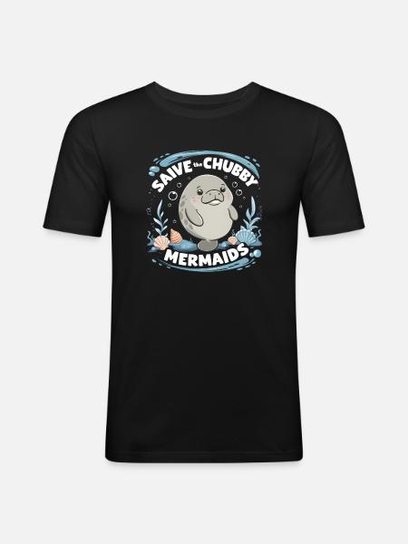 Kawaii Meeresschützer - Men's Slim Fit T-Shirt - black