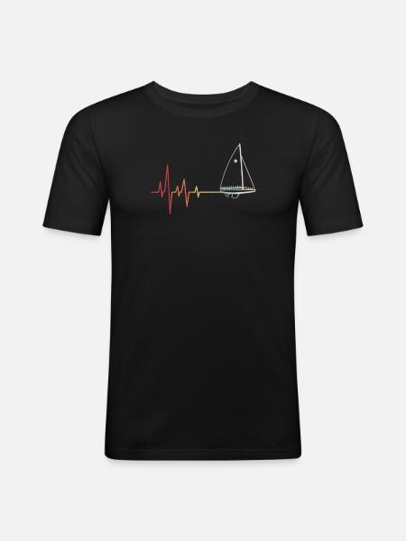 Sailing Heartbeat Retro - Men's Slim Fit T-Shirt - black