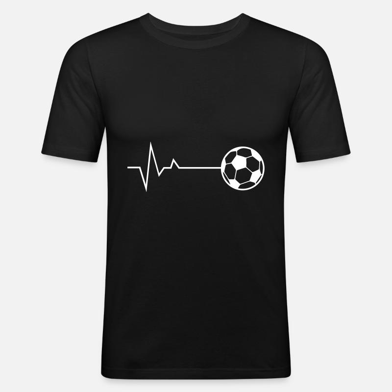 fussball puls - Männer Slim Fit T-Shirt - Schwarz