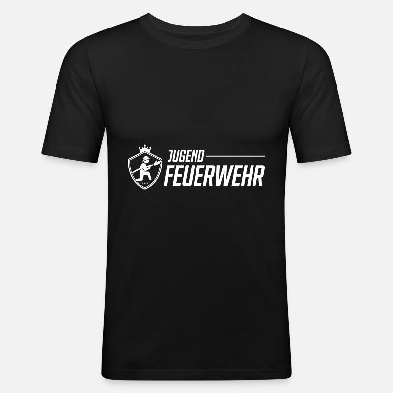 Jugend Feuerwehr Team - Männer Slim Fit T-Shirt - Schwarz