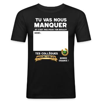 Collègue Tu Vas Nous Manquer - T-shirt près du corps Homme - noir - Devant - Nik (191cm)