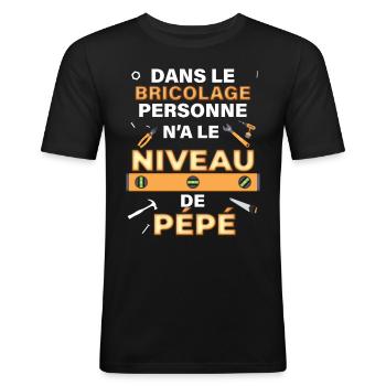 Mon Pépé Bricoleur Cadeau Drôle Grand-Père - T-shirt près du corps Homme - noir - Devant - Nik (191cm)