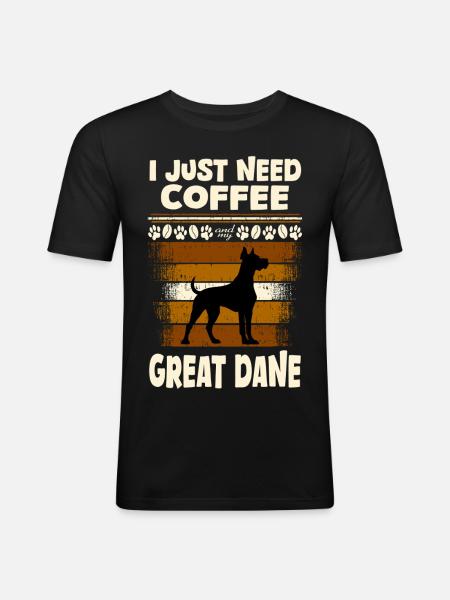 Café Great Dane - T-shirt près du corps Homme - noir