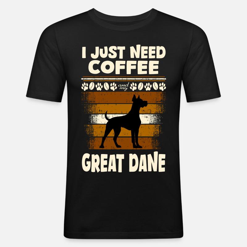 Great Dane Kaffee - Männer Slim Fit T-Shirt - Schwarz