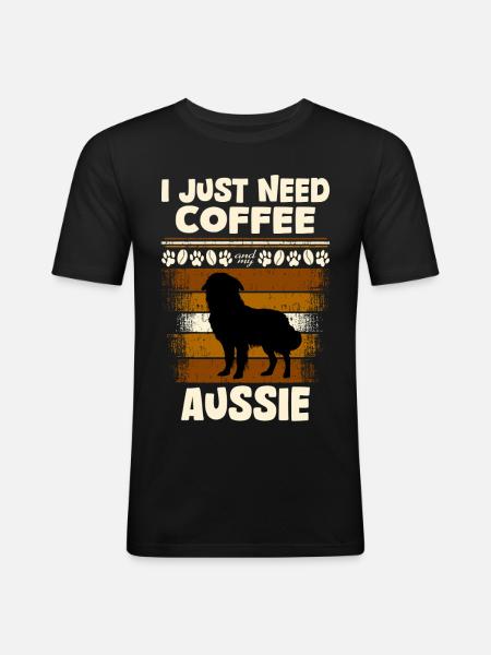 Café Aussie Sheperd - T-shirt près du corps Homme - noir