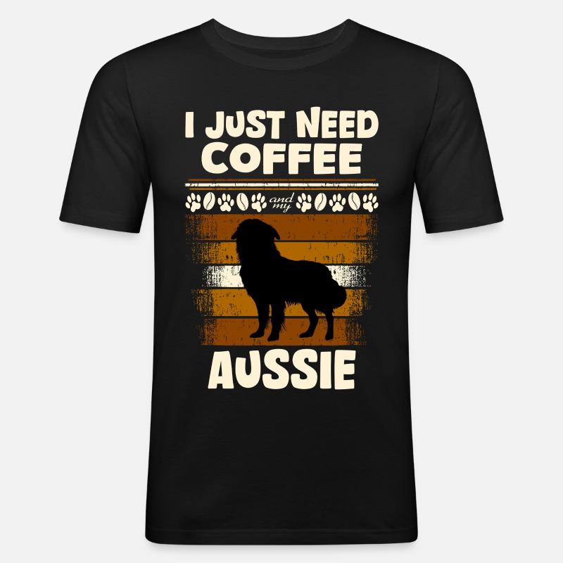aussie sheperd coffee - Männer Slim Fit T-Shirt - Schwarz
